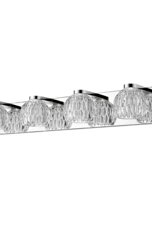 Z-Lite Laurentian 28" 4-Light LED Chrome Vanity Light With Clear Glass Shade Big Sale