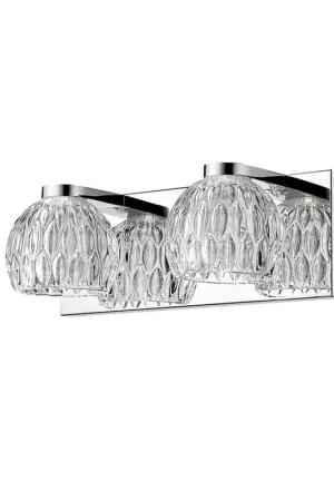 Z-Lite Laurentian 13" 2-Light LED Clear Glass Shade Vanity Light With Chrome Frame Finish Special Offer