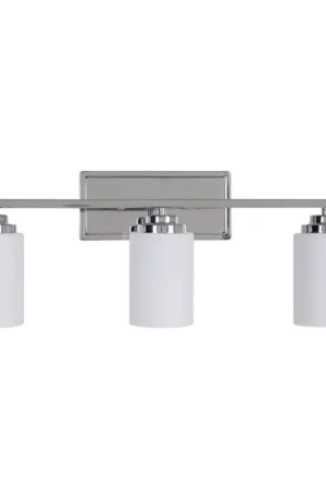 Clearance Craftmade Albany 25" 3-Light Chrome Vanity Light With White Frosted Glass Shades