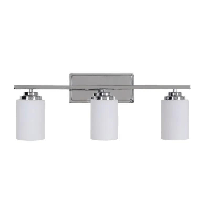 Clearance Craftmade Albany 25" 3-Light Chrome Vanity Light With White Frosted Glass Shades