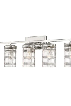 No Minimum Order Z-Lite Archer 38" 5-Light Polished Nickel Vanity Light With Clear Glass Shade