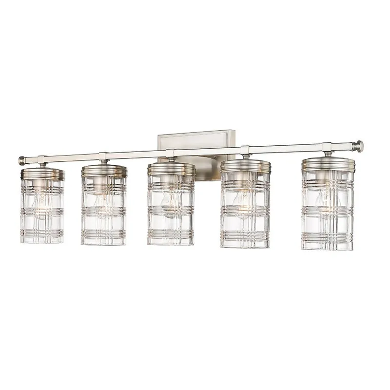 Z-Lite Archer 38" 5-Light Brushed Nickel Vanity Light With Clear Glass Shade Sale