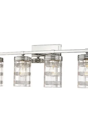 Limited Offer Z-Lite Archer 33" 4-Light Polished Nickel Vanity Light With Clear Glass Shade