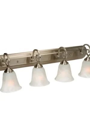 Craftmade Cecilia 32" 4-Light Brushed Polished Nickel Vanity Light With Alabaster Glass Shades Instant Buy