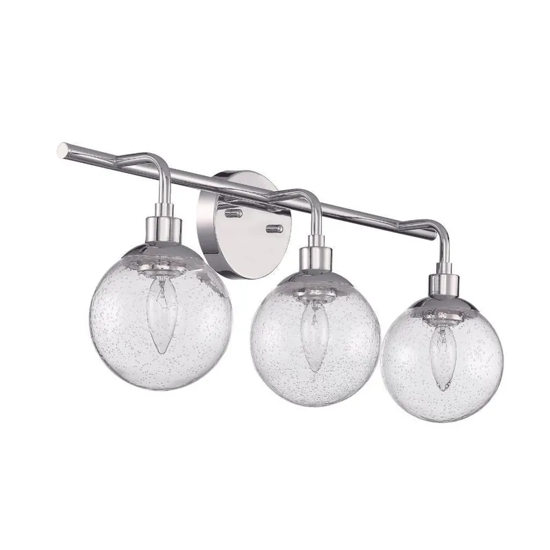 Worldwide Shipping Craftmade Que 24" 3-Light Chrome Vanity Light With Clear Seeded Glass Globe Shades