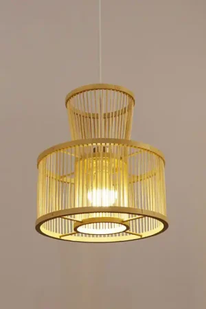 Worldwide Shipping Bamboo Wicker Rattan Rod Pendant Light By Artisan Living