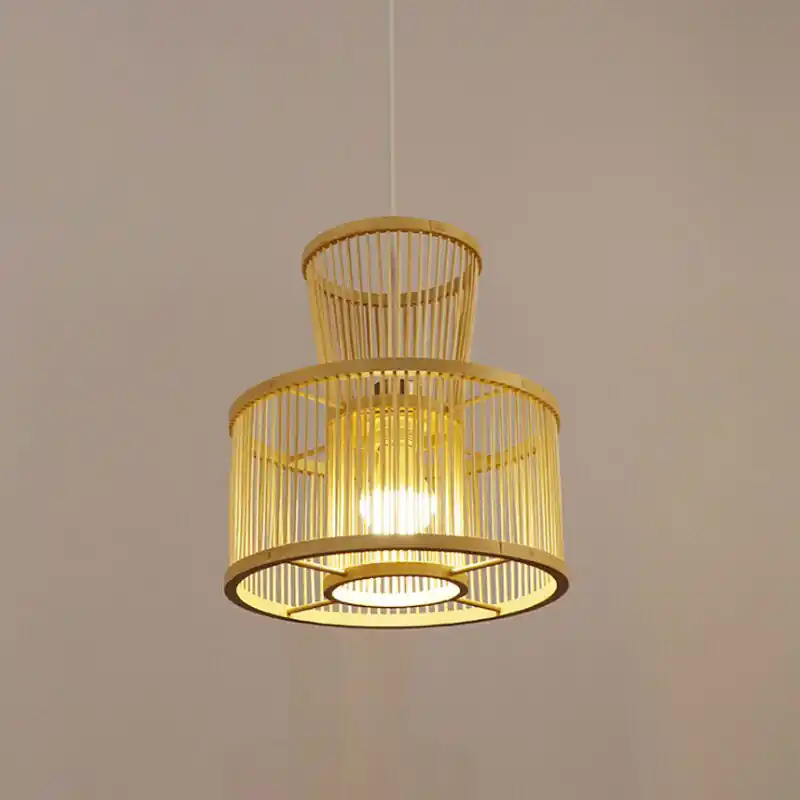 Worldwide Shipping Bamboo Wicker Rattan Rod Pendant Light By Artisan Living