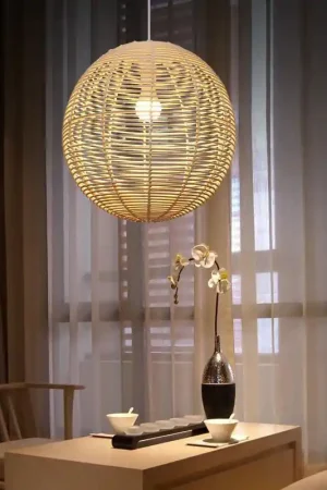 Affordable Wicker Rattan Ball Globe Sphere Shade Pendant Light By Artisan Living