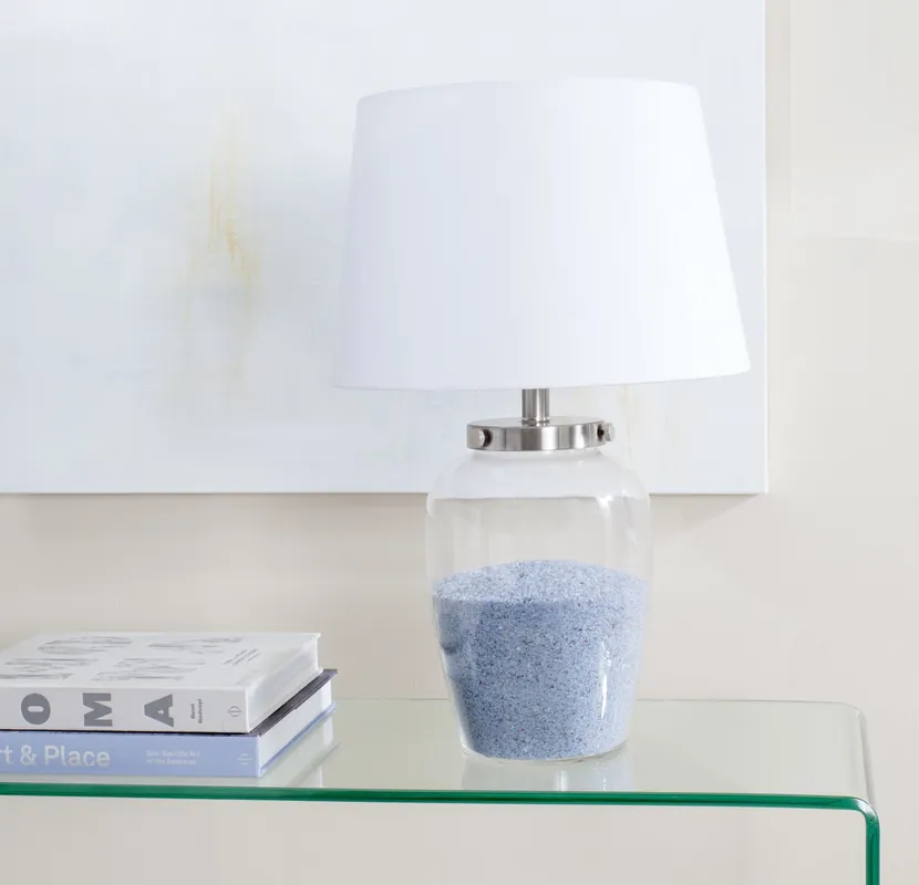 Worldwide Shipping Safavieh Evan Clear Glass Table Lamp - Silver, Clear