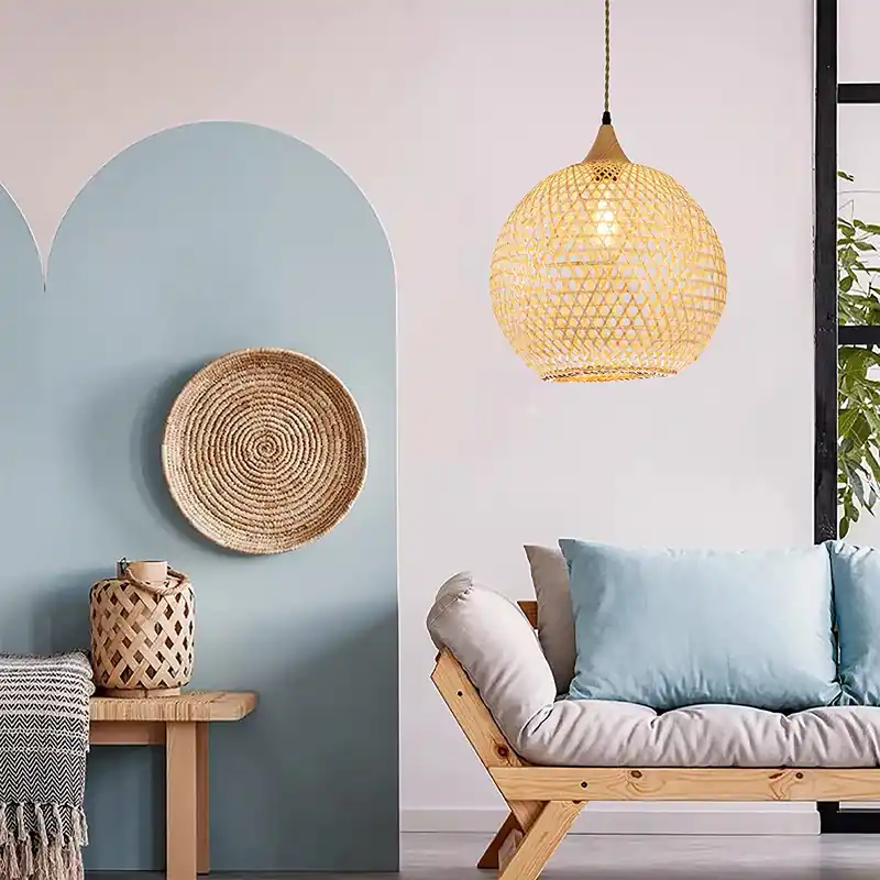 ELE Rattan Pendant Light D15 By ELE Light & Decor Markdown