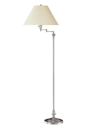 150 Watt Metal Floor Lamp With Swing Arm And Fabric Conical Shade, Silver By Benzara - Silver Order Now