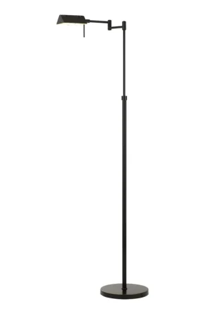 10W Led Adjustable Metal Floor Lamp With Swing Arm, Black By Benzara - Black Best Choice