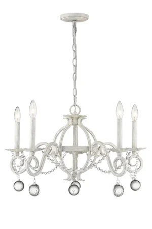 Worldwide Shipping Callie 5-Light Country White Chandelier By Homeroots