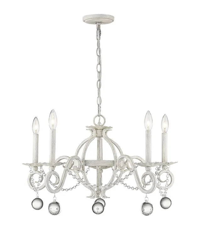 Worldwide Shipping Callie 5-Light Country White Chandelier By Homeroots