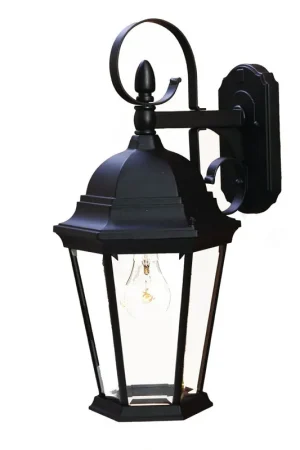 XL Matte Black Swing Arm Hanging Lantern Wall Light By Homeroots Authentic