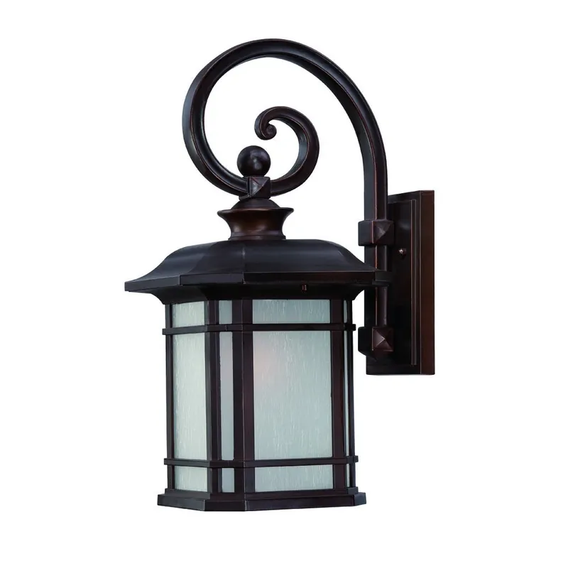 XL Antique Bronze Frosted Linen Glass Lantern Wall Light By Homeroots Discount