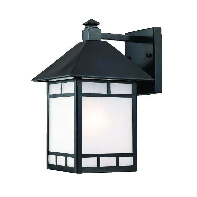 XL Matte Black Frosted Glass Lantern Wall Light By Homeroots Low Price