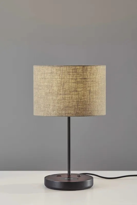Worldwide Shipping Matte Black Metal Wood Wireless Charging Table Lamp By Homeroots