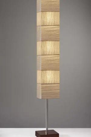 ZigZag Tall Paper Shade Floor Lamp With Walnut Wood Base By Homeroots Handmade