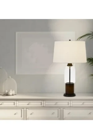 Worldwide Shipping Bron 150W 3 Way Pine Wood/Glass Table Lamp By Cal Lighting - Wood