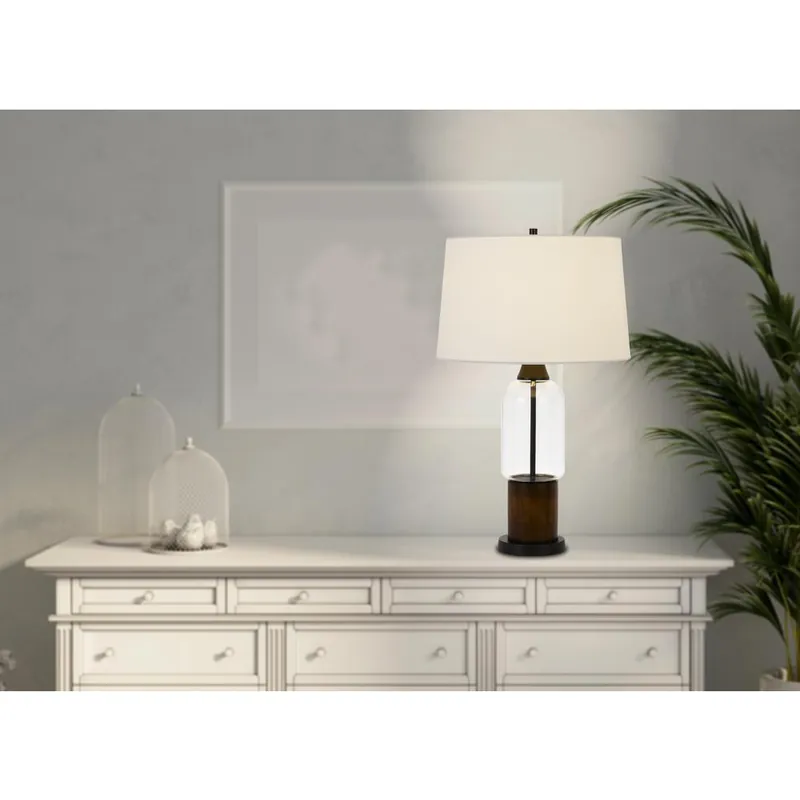 Worldwide Shipping Bron 150W 3 Way Pine Wood/Glass Table Lamp By Cal Lighting - Wood