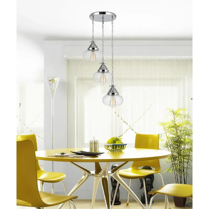 10" Heignt Glass Pendant In Chrome Finish By Cal Lighting - Chrome Mega Sale