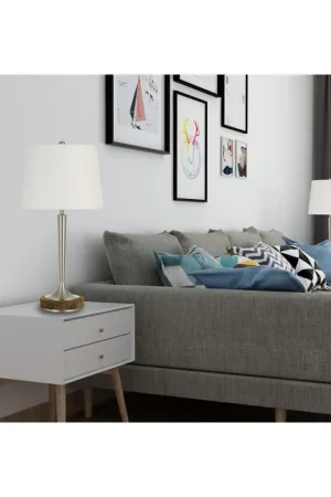 150W 3 Way Chester Metal Table Lamp With Wood Accent Base And 2 Usb Charging Ports By Cal Lighting - Brushed Steel And Wood New Release