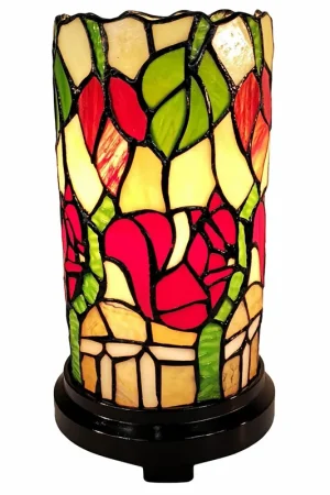 11" Tiffany Style Red Floral Accent Table Lamp By Homeroots Shop Now