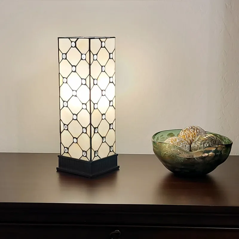 18" Tiffany Style Jeweled Dark Brown Base Table Lamp By Homeroots Order Now