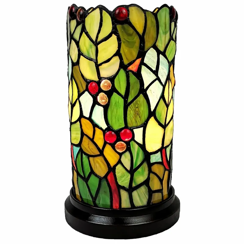 11" Tiffany Style Red Berries Accent Table Lamp By Homeroots Brand New