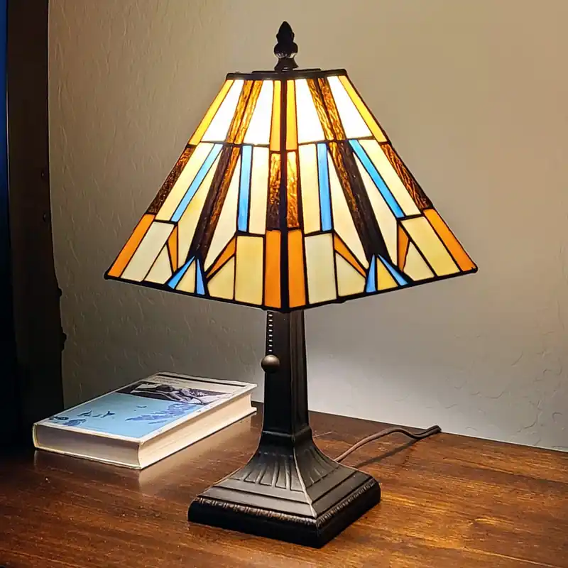16" Tiffany Style Mission Style Squared Shade Table Lamp By Homeroots Fast Shipping