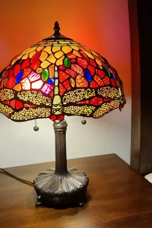 20" Stained Glass Two Light Dragonfly Accent Table Lamp By Homeroots Must Have