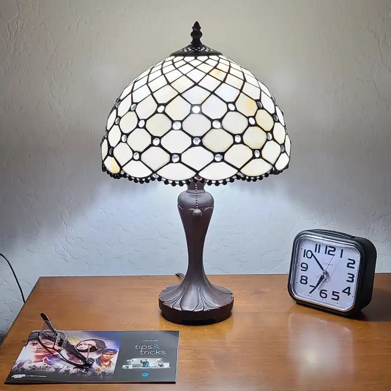 19" Tiffany Style Jeweled Glass Shade Table Lamp By Homeroots Order Now