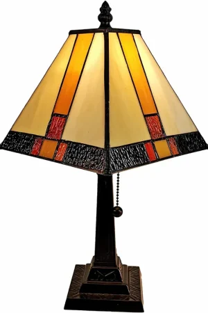 15" Tiffany Amber and Black Mission Style Table Lamp By Homeroots Order Now