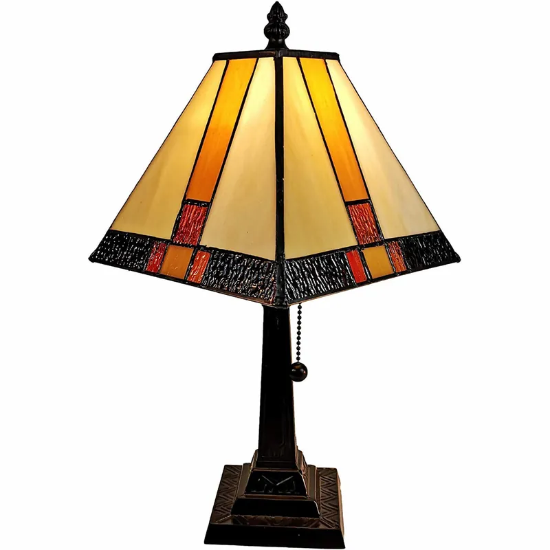 15" Tiffany Amber and Black Mission Style Table Lamp By Homeroots Order Now