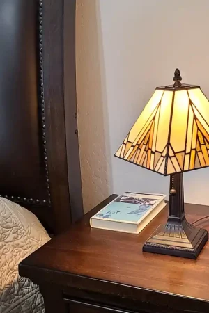 15" Tiffany Yellow and Amber Mission Style Table Lamp By Homeroots Fresh Stock
