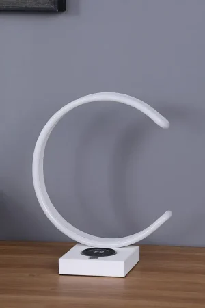 14" White Metal LED with USB Wireless Charger Table Lamp By Homeroots Price Cut