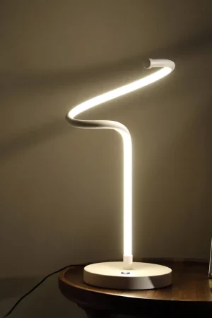 18" White Curvy Spiral LED Table Lamp By Homeroots New Release