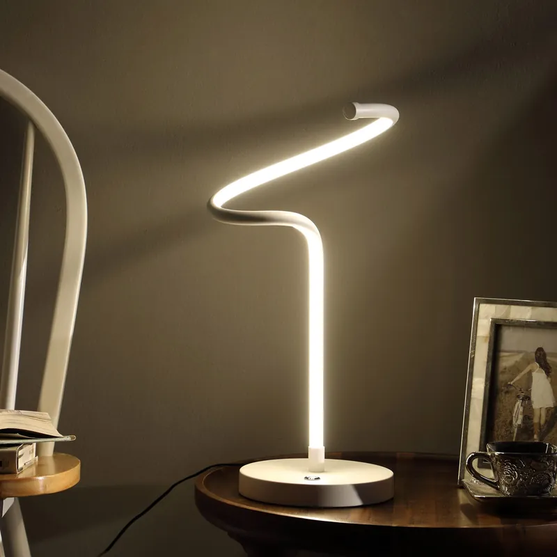 18" White Curvy Spiral LED Table Lamp By Homeroots New Release