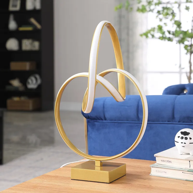 19" Gold Metal Abstract Geo LED Table Lamp By Homeroots Genuine