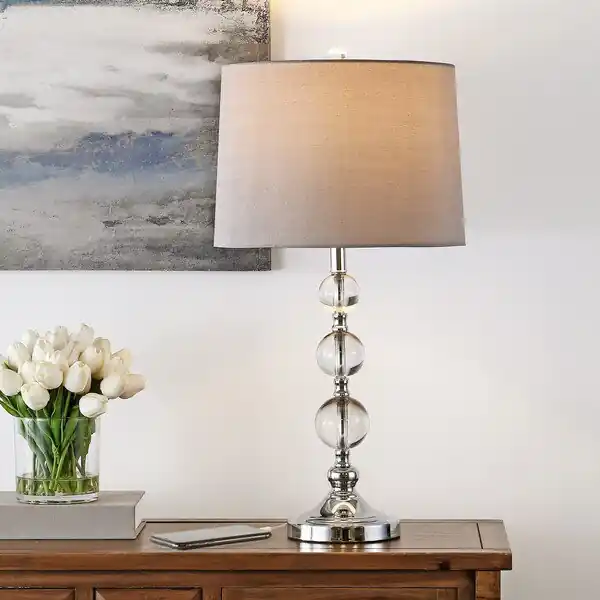 Safavieh Keeva, 27 Inch, Clear/Chrome, Crystal/Iron Table Lamp Set Of Brand New