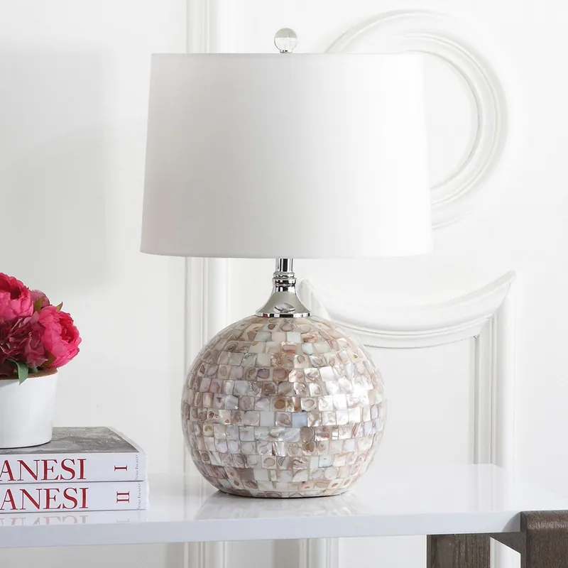 Handmade Safavieh Nikki 22.5-Inch H Shell Table Lamp Set Of 2 - Cream