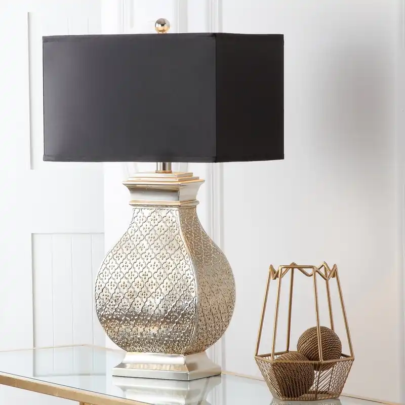 Safavieh Malaga 29-Inch H Silver Table Lamp Set Of 2 - Antique Silver Handmade