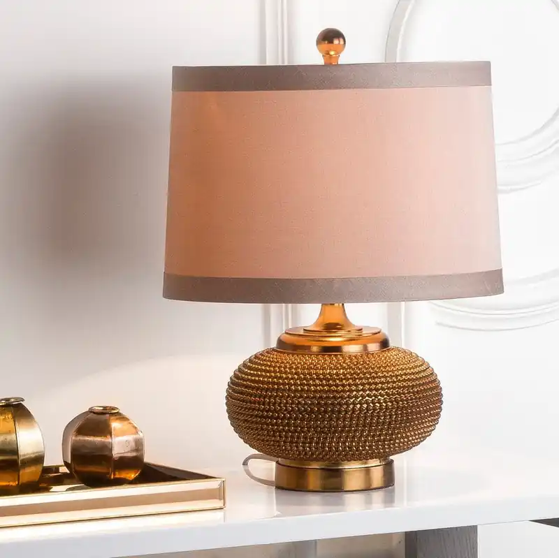Hassle-Free Returns Safavieh Alexis 19-Inch H Gold Bead Lamp Set Of 2 - Copper