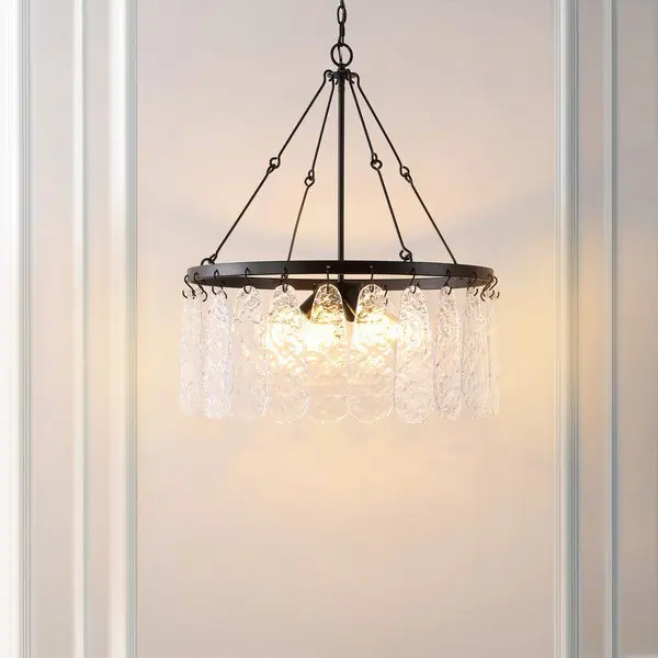 Safavieh Aremythia, 6 Light, 25 Inch, Black/Clear, Iron/Glass Chandeli Affordable