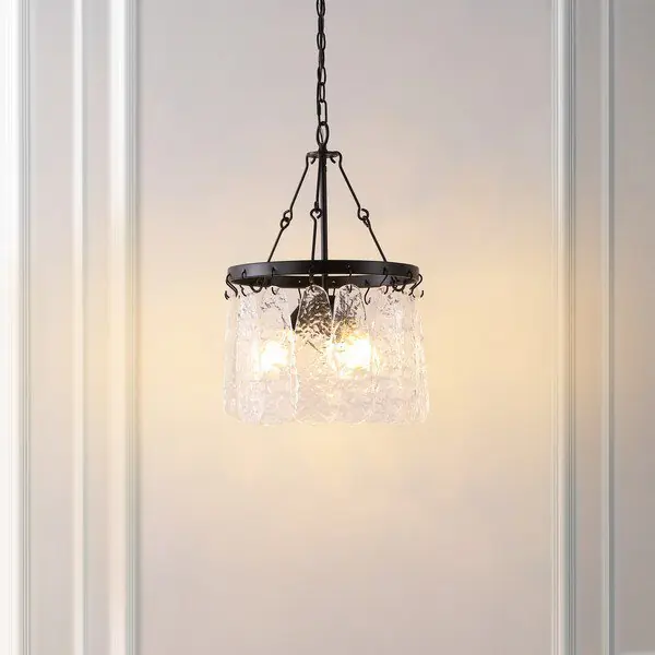 Price Cut Safavieh Thryssa, 3 Light, 15 Inch, Black/Clear, Iron/Glass Chandelier