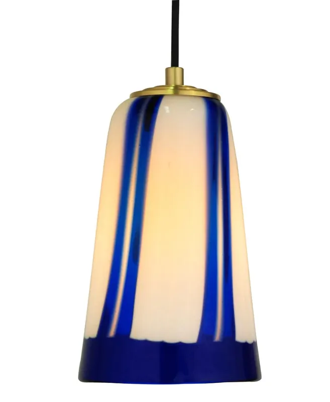 Oggetti Stripes Pendant, Cobalt/Brass Super Sale