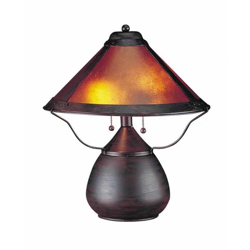 Pot Bellied Metal Body Table Lamp With Conical Mica Shade, Bronze By B Flash Sale