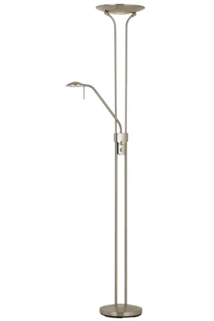 2 Metal Heads Torchiere Floor Lamp With Dimmer Control, Chrome By Benz Crafted