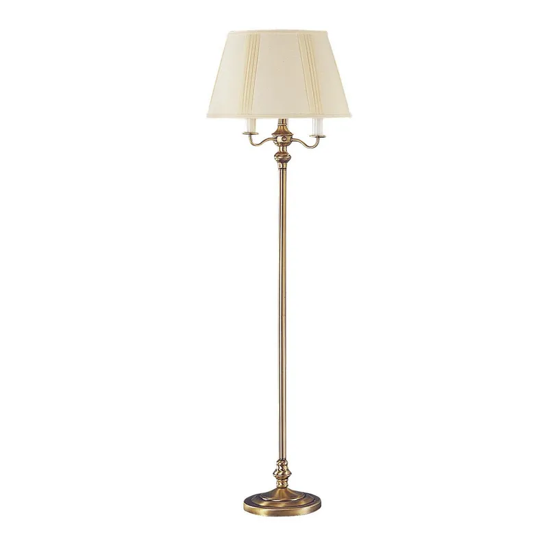 Buy Today 150 Watt 6 Way Metal Floor Lamp With Fabric Tapered Shade, Gold By Ben